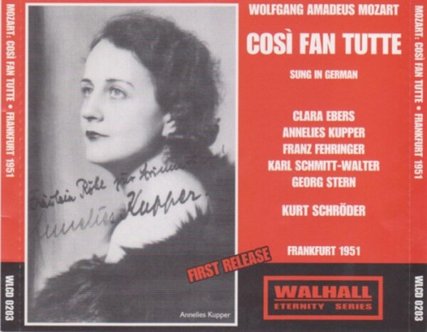 Wolfgang Amadeus Mozart - Clara Ebers, Annelies Kupper, Franz Fehringer, Karl Schmitt-Walter, George Stein - Kurt Schrder - Cos Fan Tutte Gesamtaufnahme Frankfurt 1951