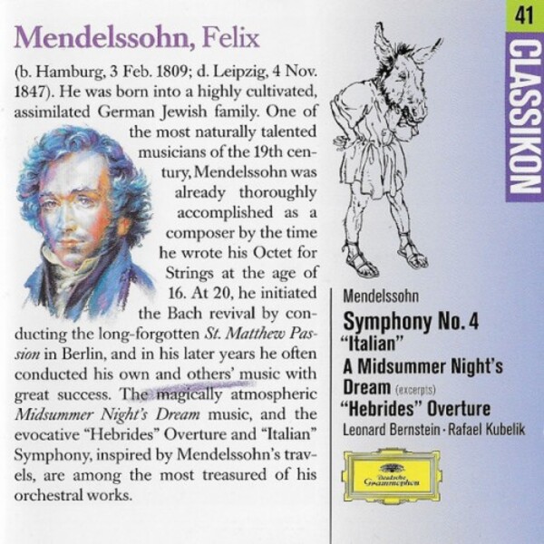 Felix Mendelssohn - Symphony No. 4 Italian & A Midnightsummer Nights Dream Excerpts & Hebrides Overture (USED)